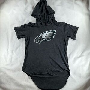 Black Heather Hooded T-Shirt Eagle Logo fandom high low stretch soft nfl team